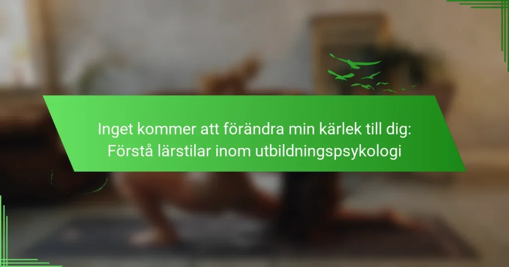 Inget kommer att förändra min kärlek till dig: Förstå lärstilar inom utbildningspsykologi