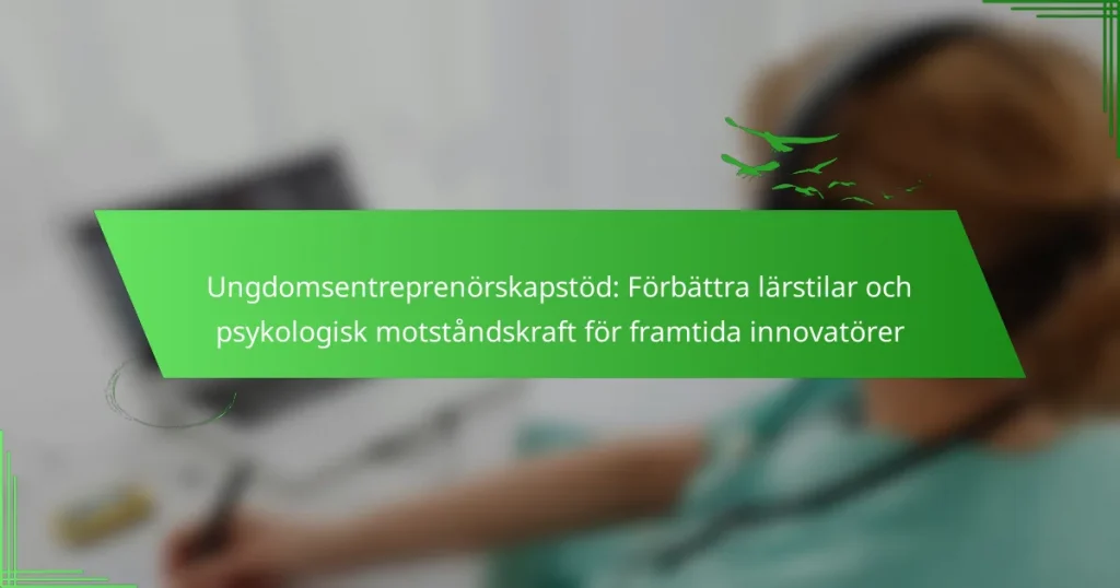 Ungdomsentreprenörskapstöd: Förbättra lärstilar och psykologisk motståndskraft för framtida innovatörer