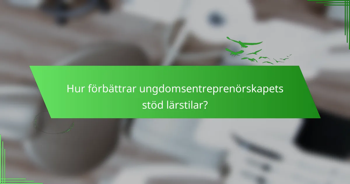 Hur förbättrar ungdomsentreprenörskapets stöd lärstilar?
