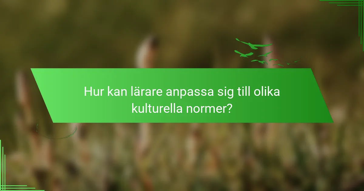 Hur kan lärare anpassa sig till olika kulturella normer?