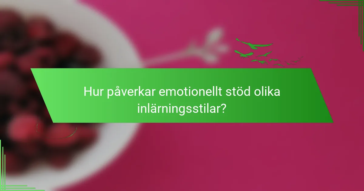 Hur påverkar emotionellt stöd olika inlärningsstilar?