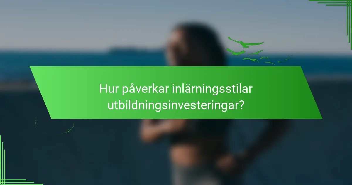 Hur påverkar inlärningsstilar utbildningsinvesteringar?