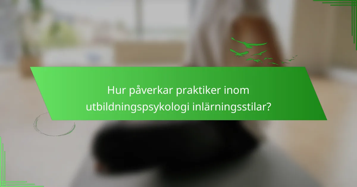 Hur påverkar praktiker inom utbildningspsykologi inlärningsstilar?