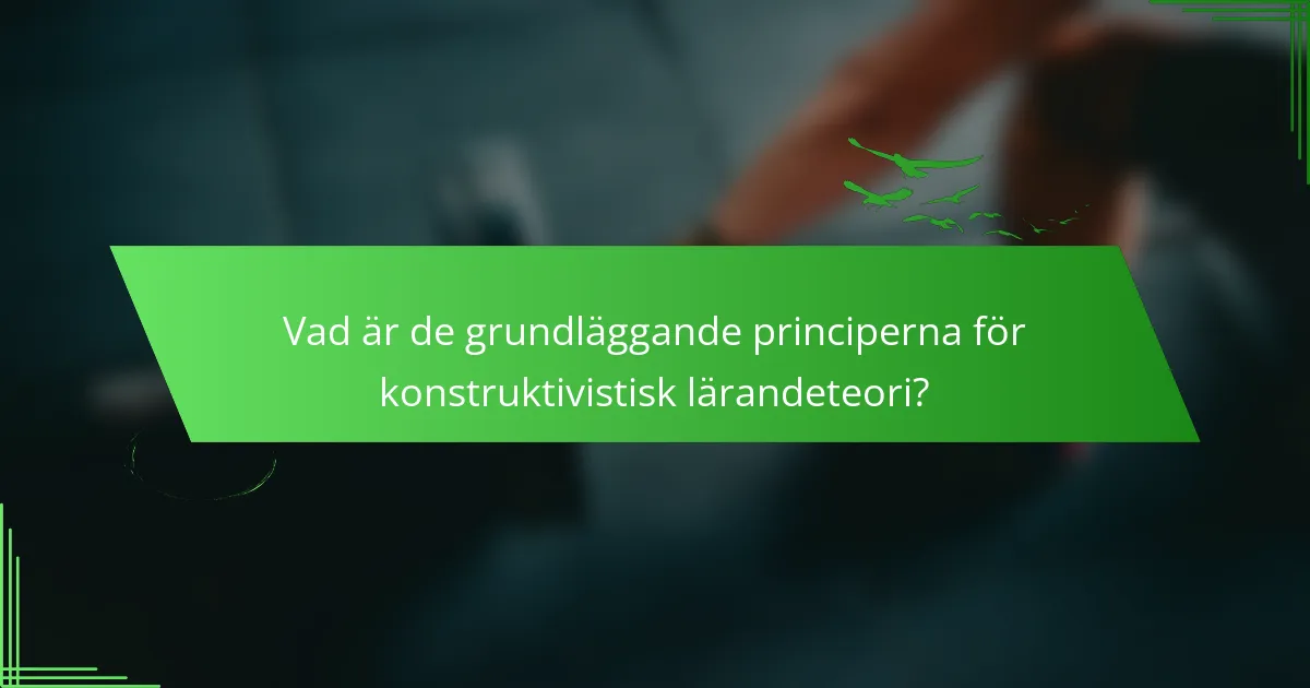 Vad är de grundläggande principerna för konstruktivistisk lärandeteori?