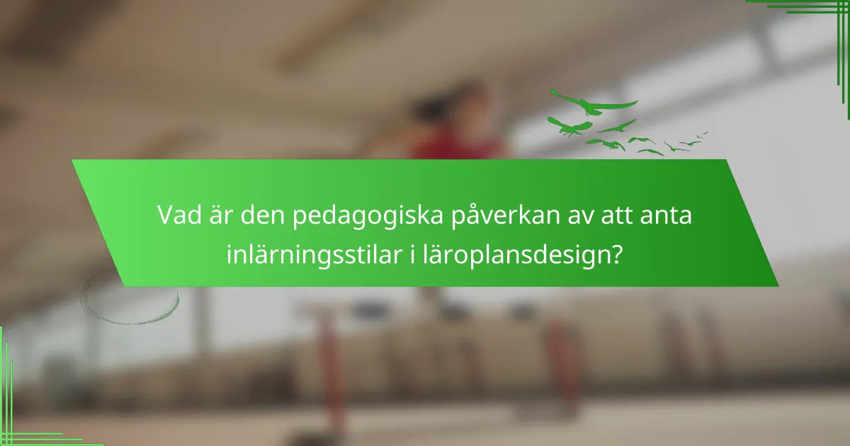 Vad är den pedagogiska påverkan av att anta inlärningsstilar i läroplansdesign?