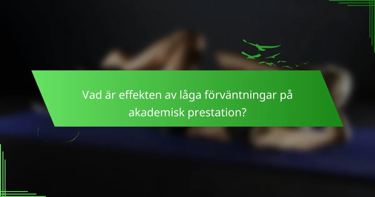 Vad är effekten av låga förväntningar på akademisk prestation?