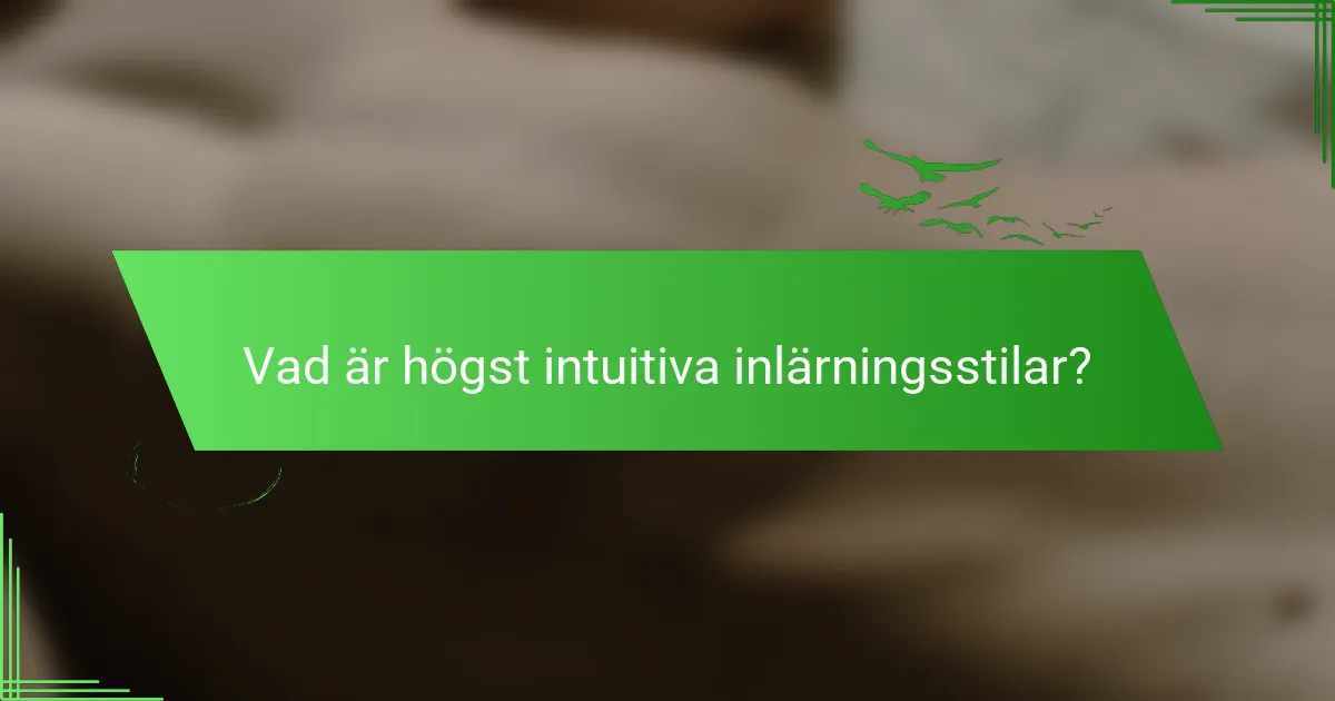 Vad är högst intuitiva inlärningsstilar?