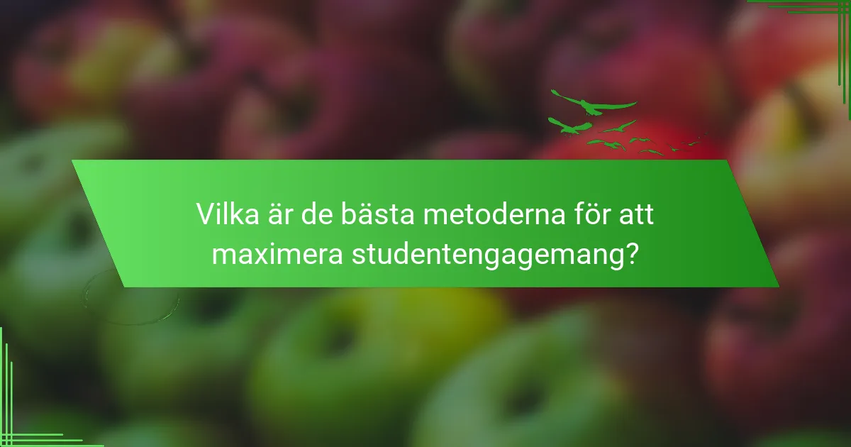 Vilka är de bästa metoderna för att maximera studentengagemang?