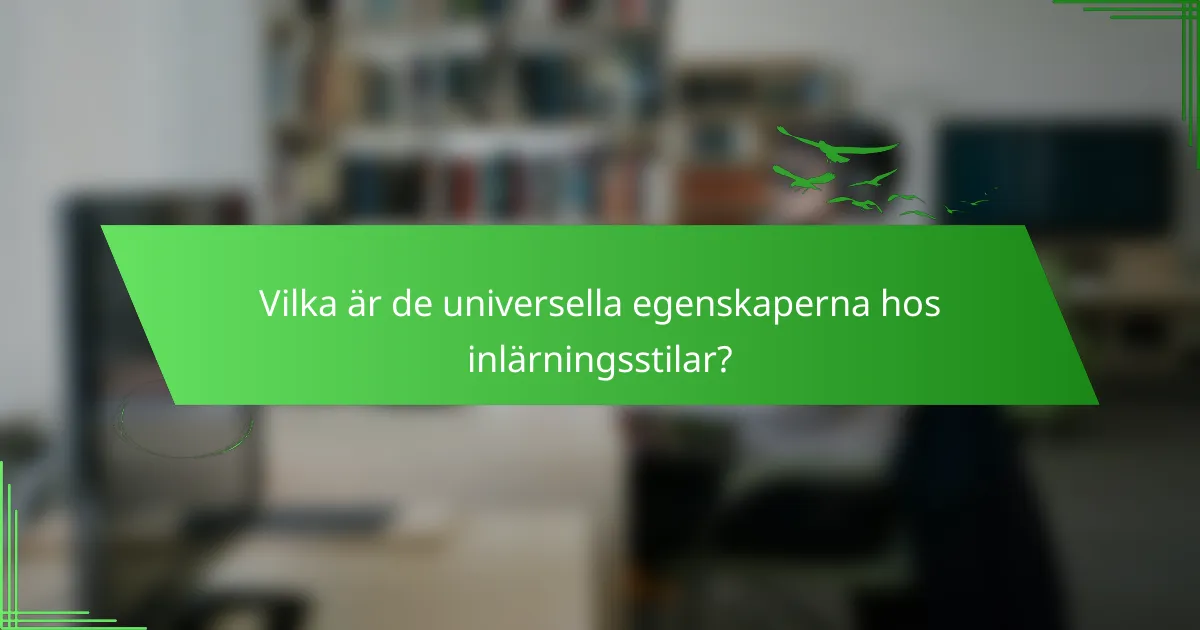 Vilka är de universella egenskaperna hos inlärningsstilar?