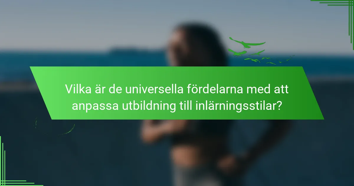 Vilka är de universella fördelarna med att anpassa utbildning till inlärningsstilar?