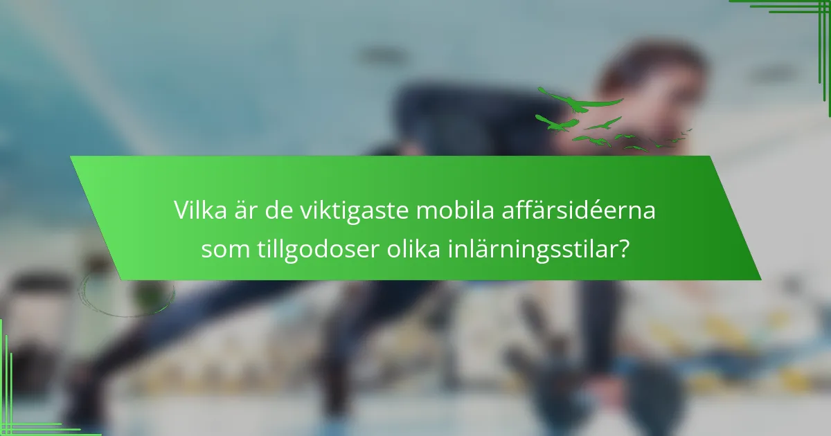 Vilka är de viktigaste mobila affärsidéerna som tillgodoser olika inlärningsstilar?