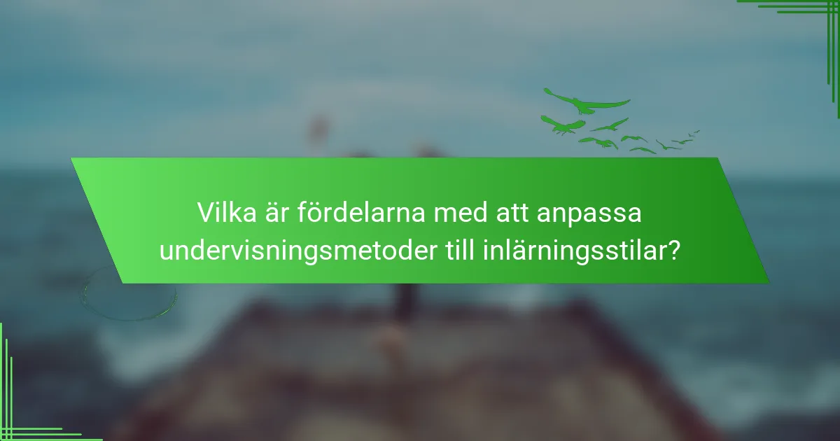 Vilka är fördelarna med att anpassa undervisningsmetoder till inlärningsstilar?