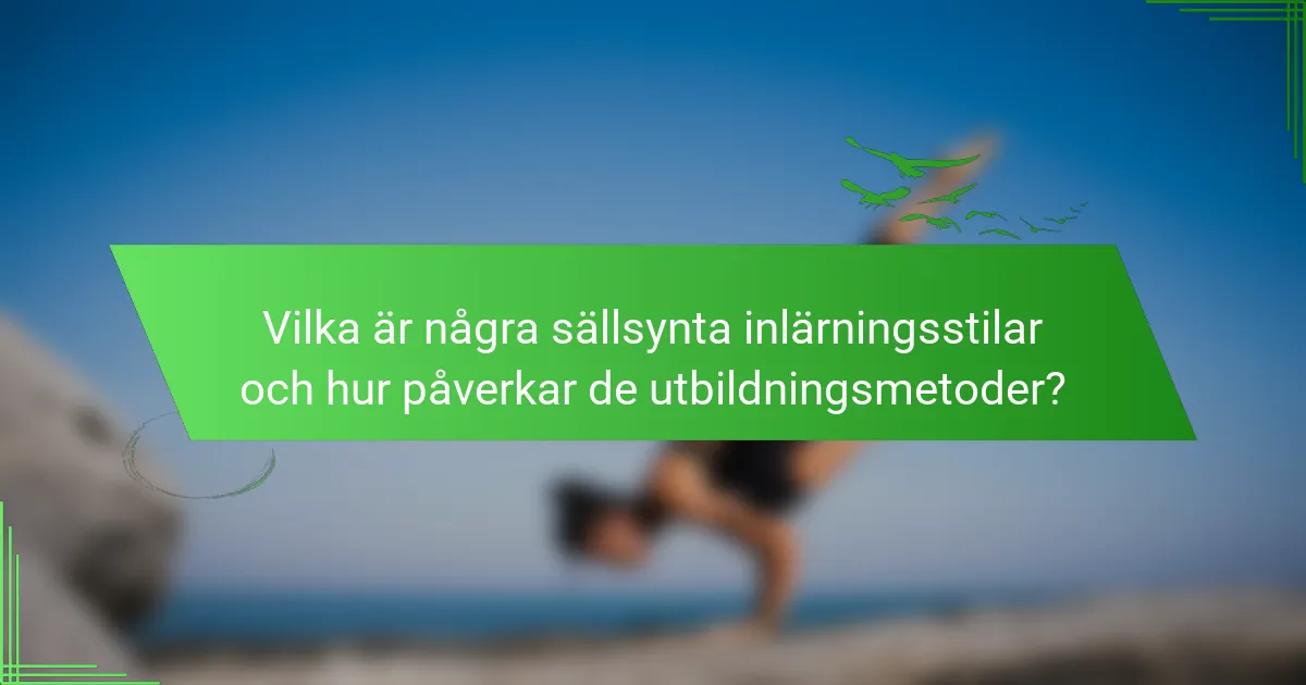 Vilka är några sällsynta inlärningsstilar och hur påverkar de utbildningsmetoder?