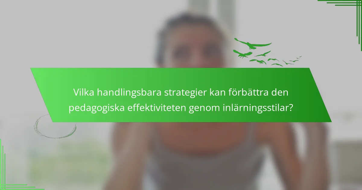 Vilka handlingsbara strategier kan förbättra den pedagogiska effektiviteten genom inlärningsstilar?