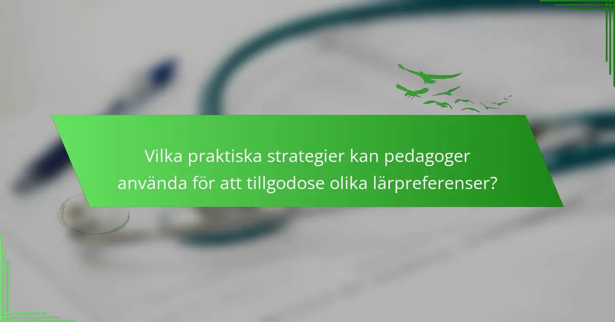 Vilka praktiska strategier kan pedagoger använda för att tillgodose olika lärpreferenser?
