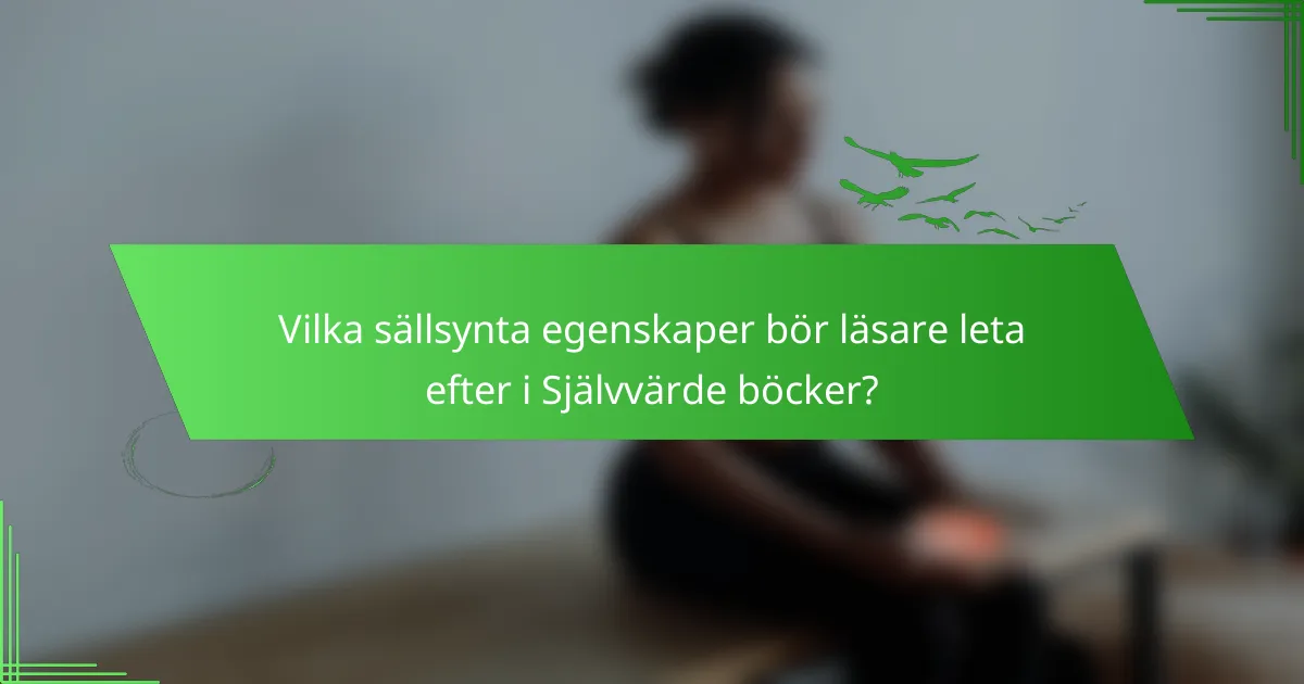 Vilka sällsynta egenskaper bör läsare leta efter i Självvärde böcker?