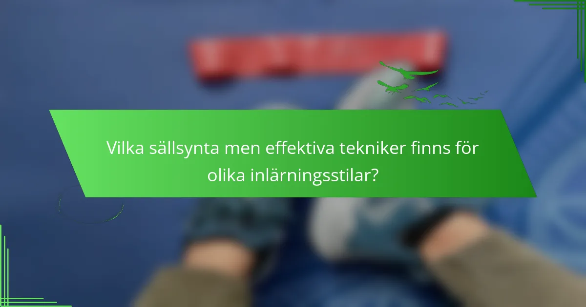 Vilka sällsynta men effektiva tekniker finns för olika inlärningsstilar?