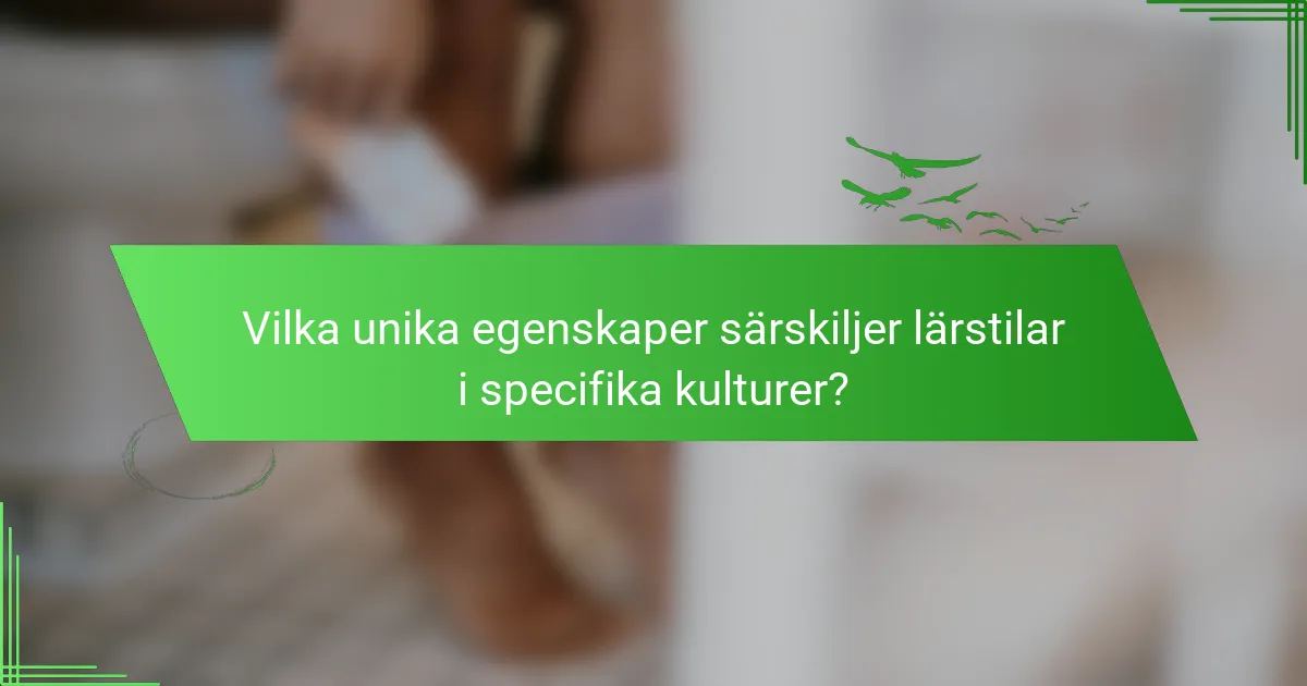 Vilka unika egenskaper särskiljer lärstilar i specifika kulturer?