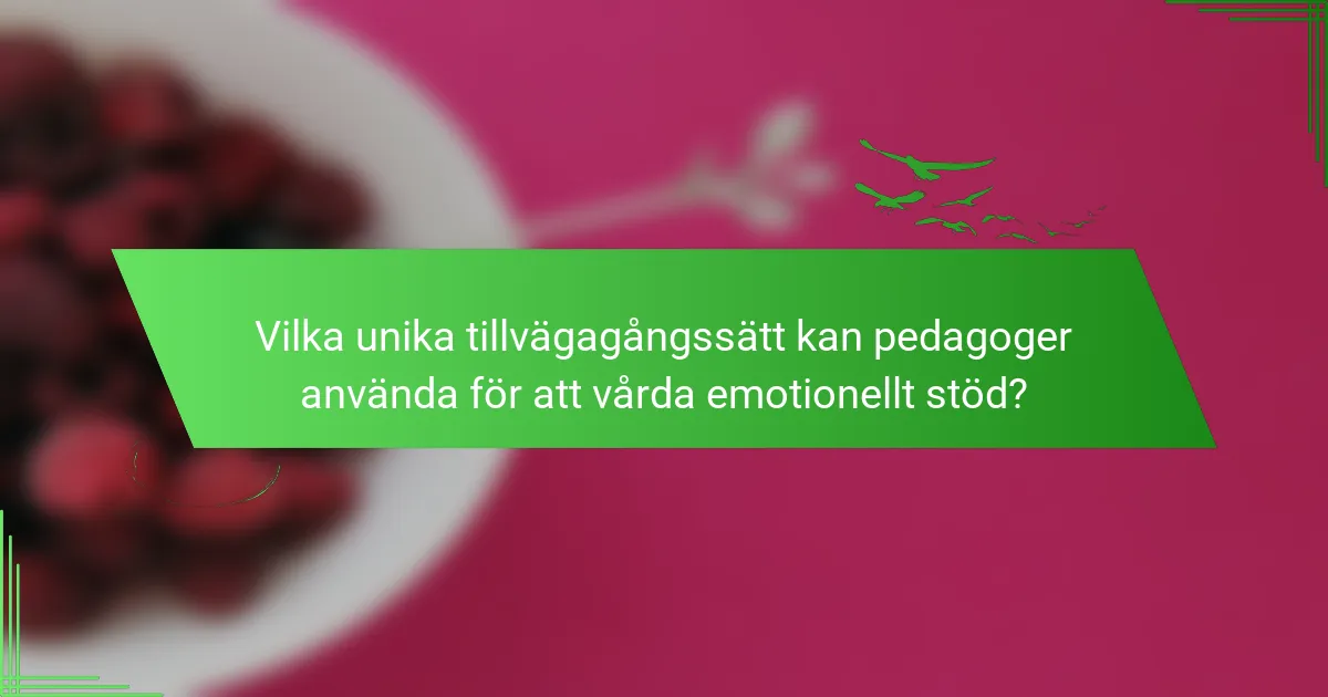 Vilka unika tillvägagångssätt kan pedagoger använda för att vårda emotionellt stöd?