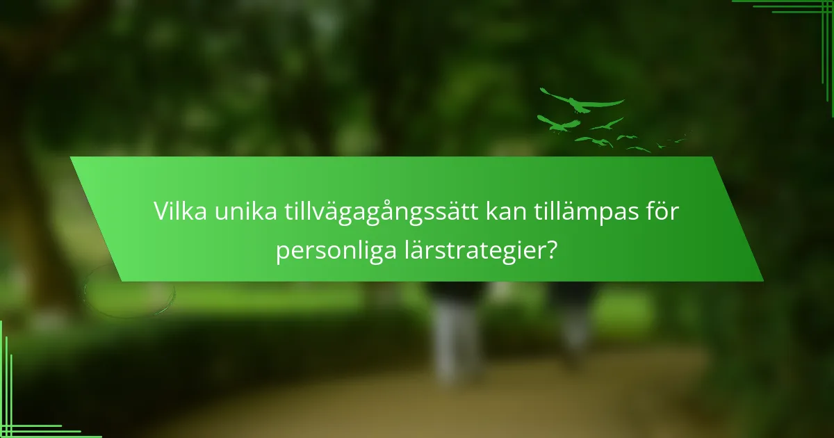 Vilka unika tillvägagångssätt kan tillämpas för personliga lärstrategier?