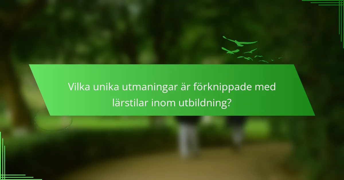 Vilka unika utmaningar är förknippade med lärstilar inom utbildning?