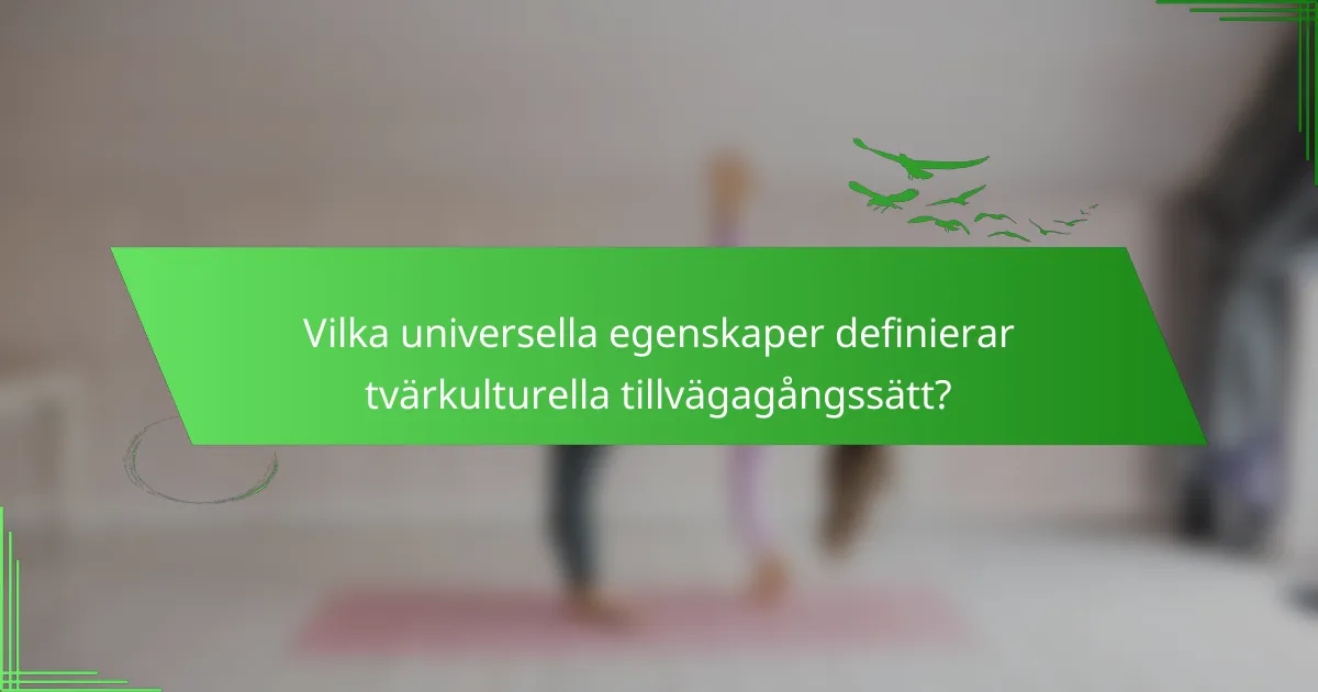 Vilka universella egenskaper definierar tvärkulturella tillvägagångssätt?